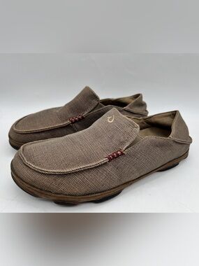 OluKai Moloa Kapa Brown Canvas Slip-On Loafers Men’s Size 9.5